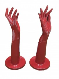 Expositores para balcão mãos na cor vermelha para luvas, anéis, pulseiras e outros